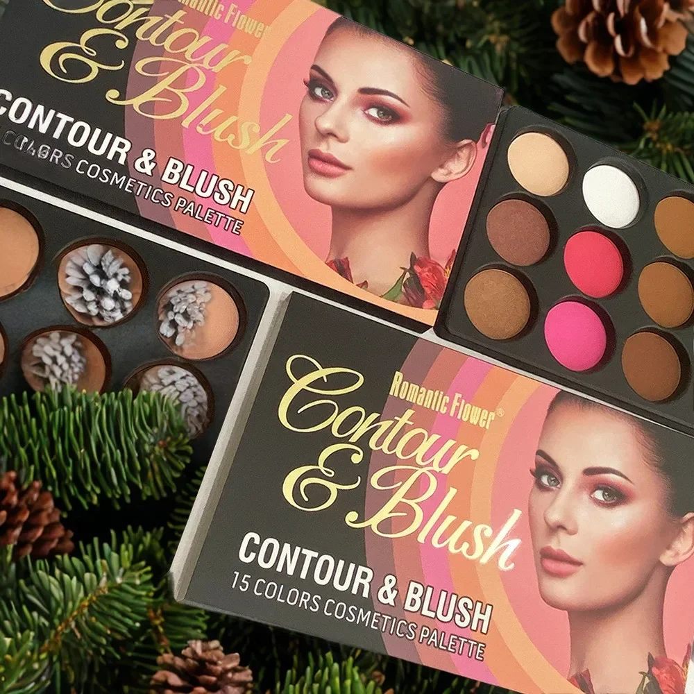 15-kleuren mat oogschaduw Blush markeerstiftpalet - alles-in-één gezichts- en oogmake-up multifunctionele poederset