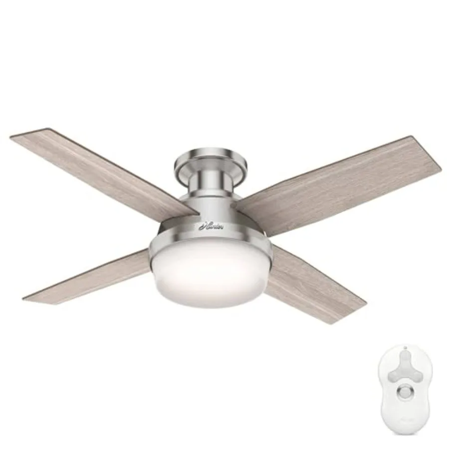 

Indoor ceiling fan for bedroom living room or kitchen, ABS blades, brushed nickel, quiet operation with LED light and remote co