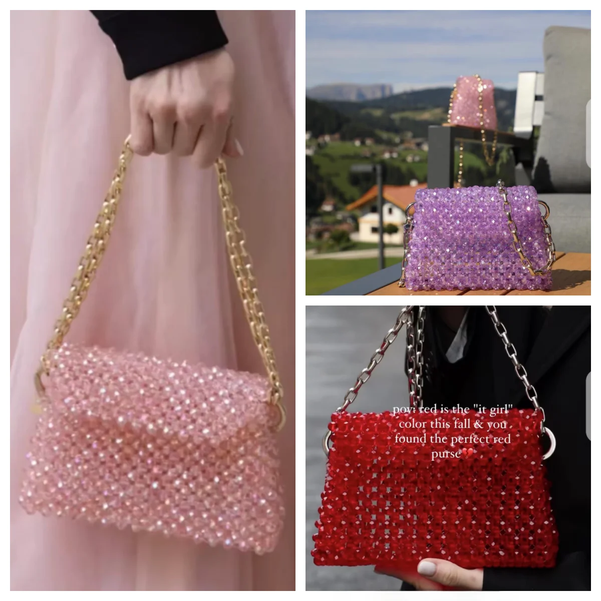 

Маленькая квадратная сумка с цепочкой и бисерной отделкой, с кристаллами, фиолетовая, премиум-класса, с текстурной отделкой, для повседневного использования, цветная