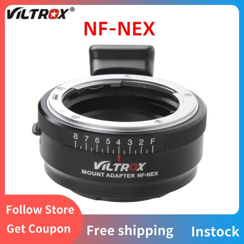 Viltrox NF-NEX Lens Adapter w/ Tripod Mount Aperture Ring for Nikon F AF-S AI G Lens to Sony E Camera A9 A7SII A7RII NEX 7 A6500