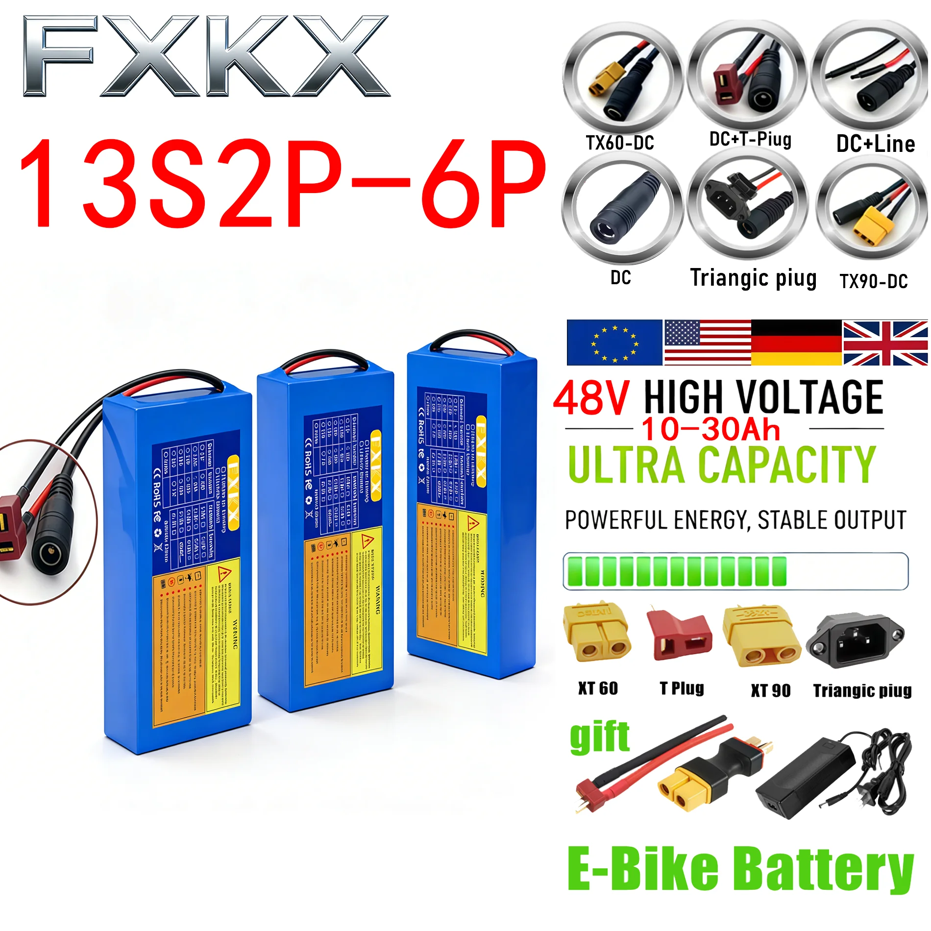 48V 20Ah 13S4P Lithium Battery Pack 48v 20000mAh 250W-1500W Citycoco Motorized Scooter Batteries Built in 25/30/40A BMS