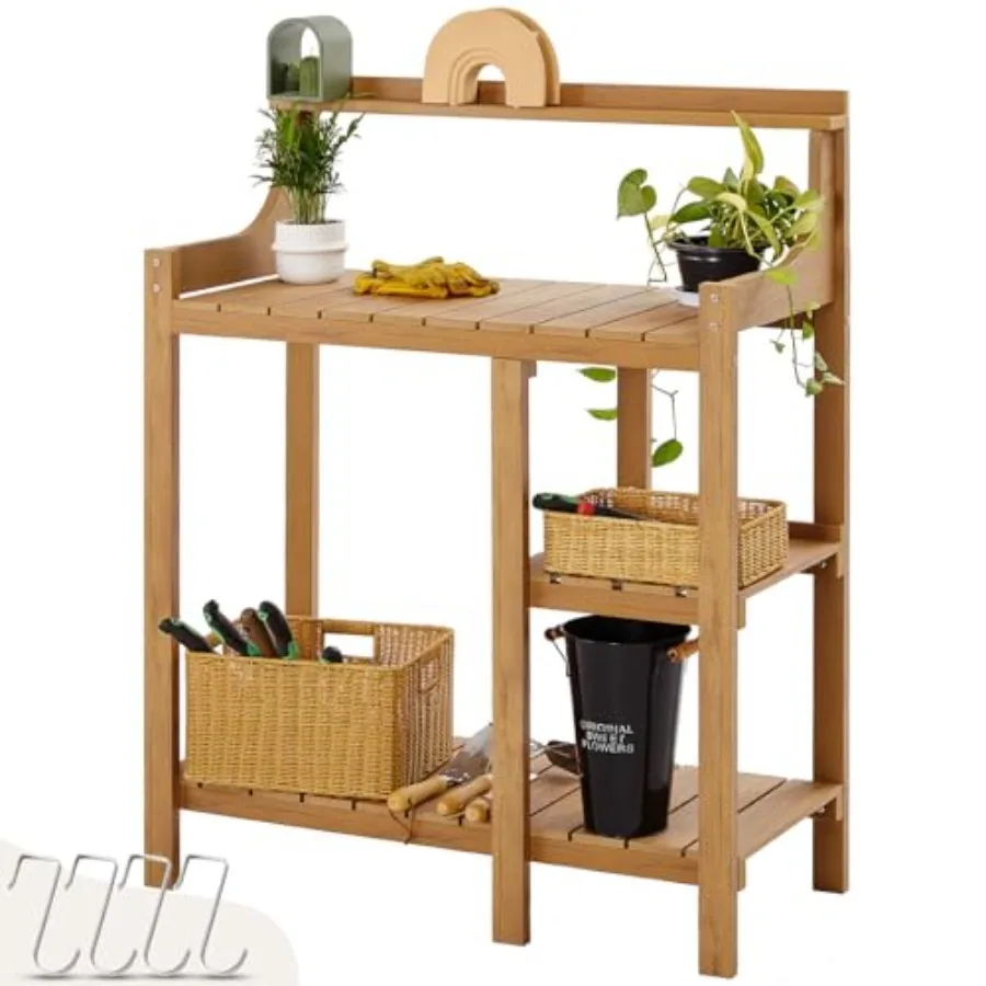 

Potting Bench, HDPS Potting Bench Table, 50x17.5x37.5' LxWxH All Weather Potting Table Work Station for Outside Gardening, Like