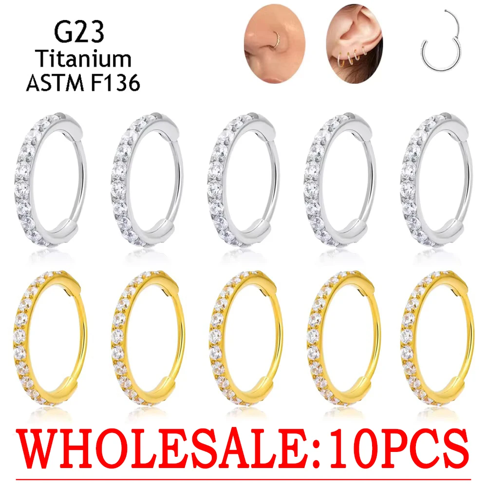 

10PCS ASTM F136 Titanium 16G With 5A Zircon Sexy Earrings Labret Lip Helix Hoops septum PIERC Body Fashion Jewelry For unisex