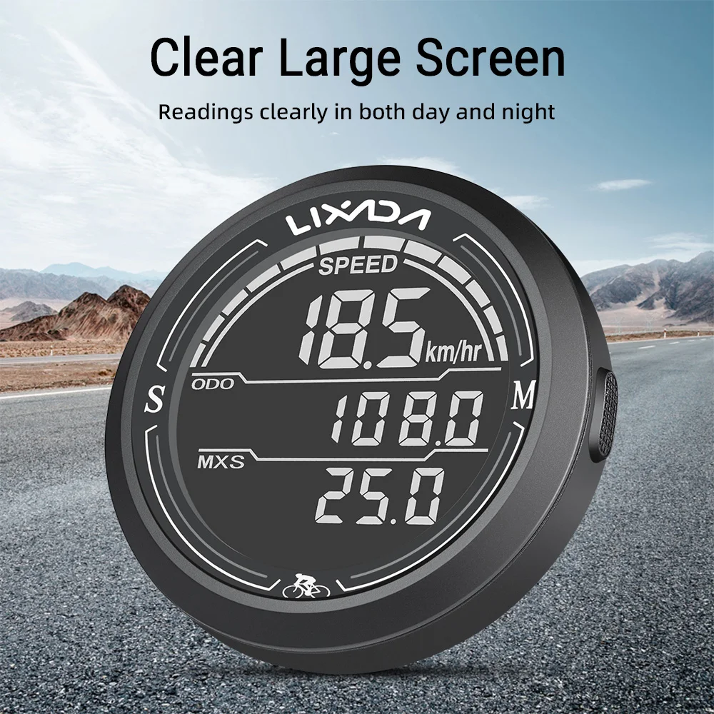 Lixada Wired Bike Speedometer Waterproof Round Shaped Bike Computer Backlight Screen Cycle Odometer