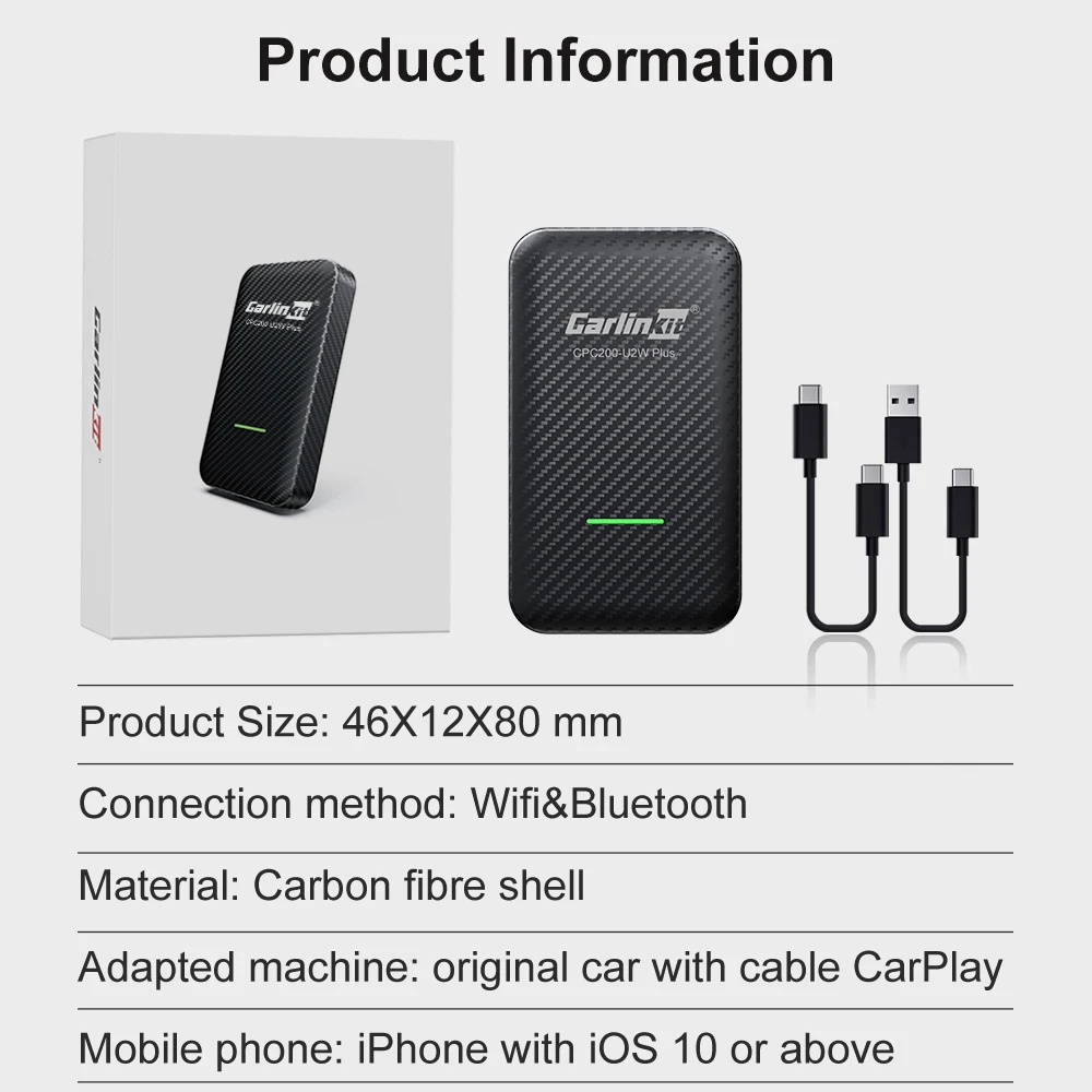 Carlinkit 3.0 CarPlay Wireless Dongle for Volvo XC90 XC60 XC40 S90 S60 V90 V60 OEM CarPlay  Adapter 2016-21  USB Dongle AirPlay