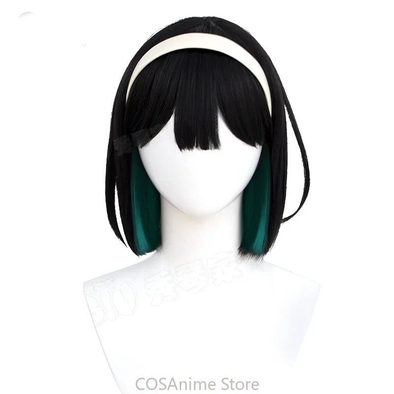 أنيمي لعبة الغريبة المرحلة سوا تأثيري حلي الباروكات شعر أسود المرأة مثير الأبيض فستان نحيل Kawaii Bowknow Hallowmas لعب الأدوار