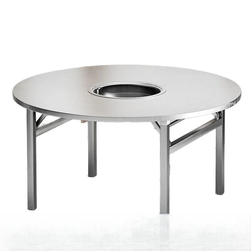 Stainless steel grilling and shabu integrated hot pot table induction cooker barbecue  restaurant foldable storage square table