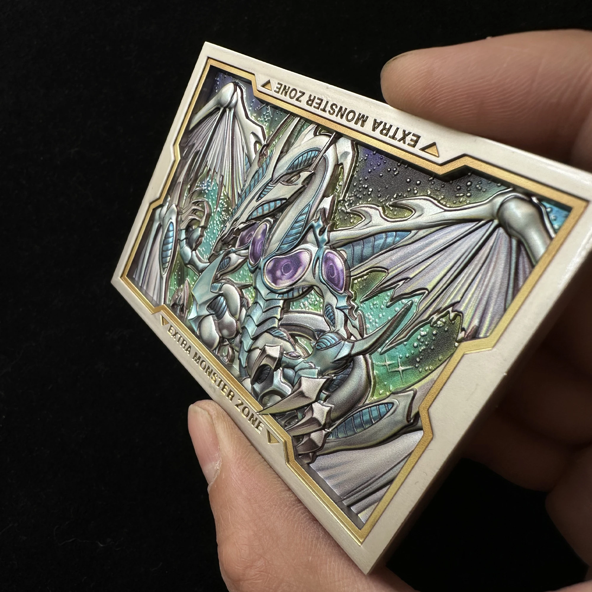 Yu-Gi-Oh! Stardust Dragon Black Rose Dragon 3D Relief Metal Card Classic Game Anime Collection Cards Diy Gift Toys