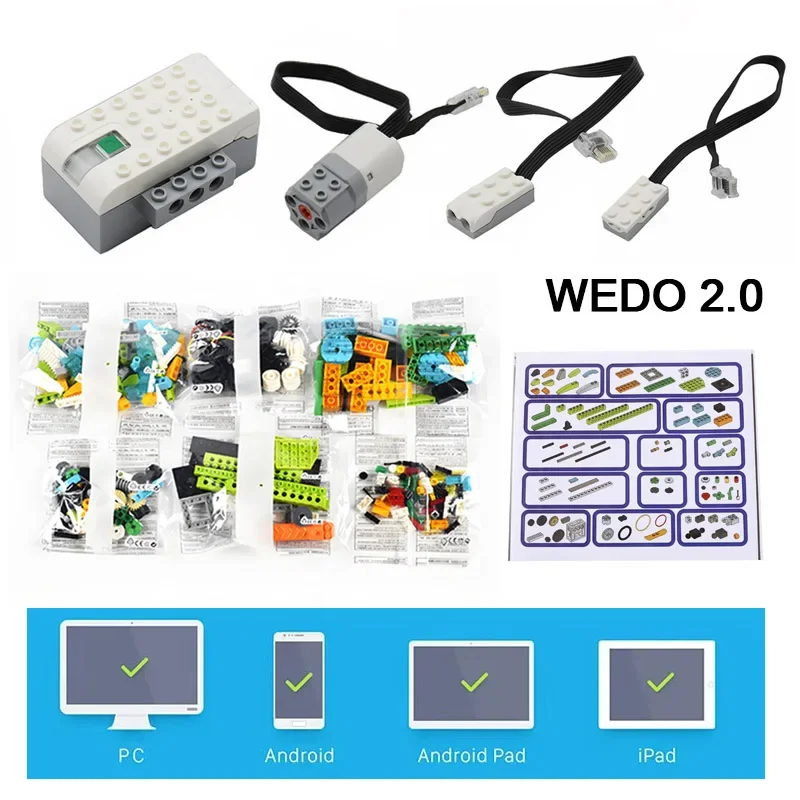 280PCS Programmazione FAI DA TE Robot Mattoni Elettronici Hub Motore Kit Compatibile con Blocchi di Costruzione WeDo 2.0 45300 Robotica Educativa