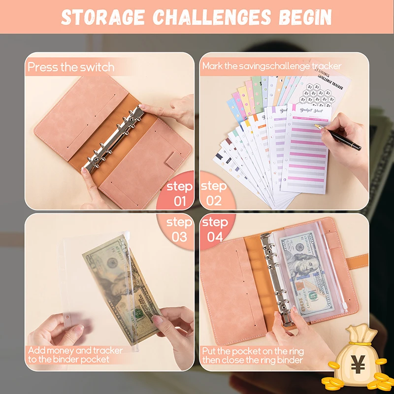 100 Days 100 Envelope Savings Challenge Saving Money Binder Savings Loose-leaf Notebook Cash Budget Organizer Save Money Game