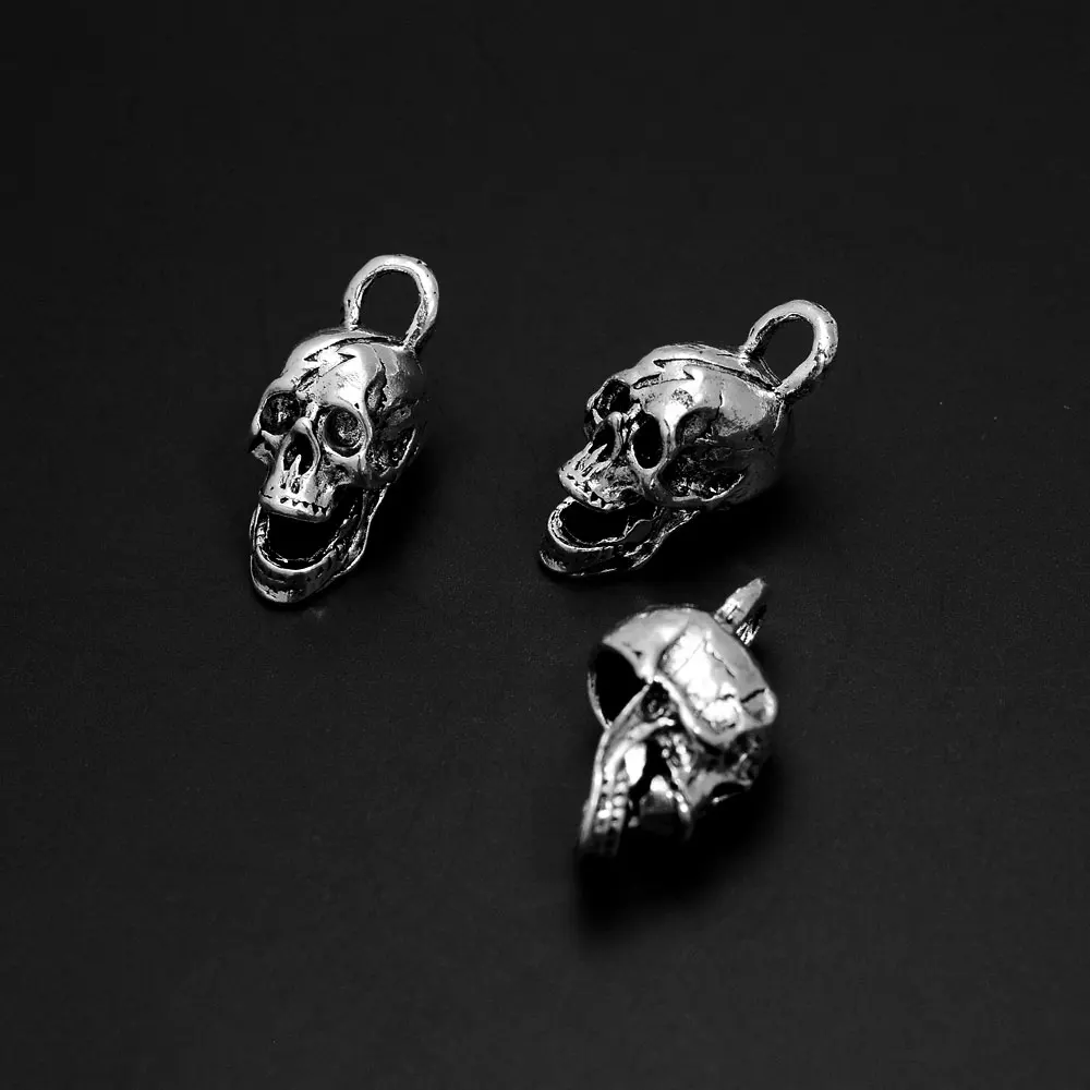 1/5/10/20pcs/Lot Vintage Halloween Charms Cute Skull Skeleton Head Moon Pendant For DIY Necklace Earring Jewelry Making Supplies