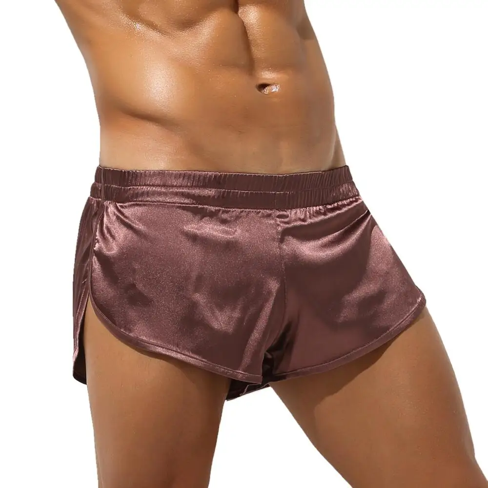 Pijama Sexy para hombre, pantalones cortos sueltos, suaves y sedosos, bóxer para dormir, ropa interior para estar en casa, bragas Arrow