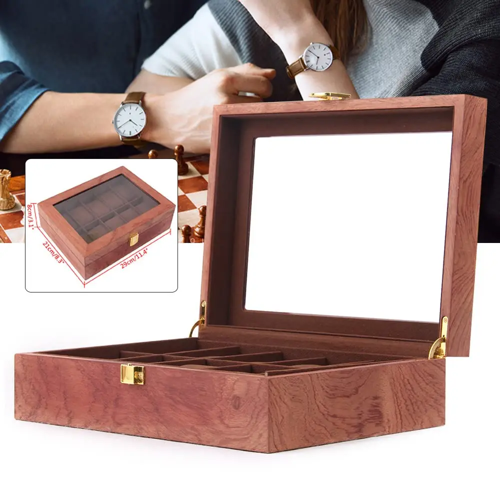 Caja de reloj de madera Vintage, organizador de 30 ranuras, soporte para relojes, exhibición de almacenamiento de joyas