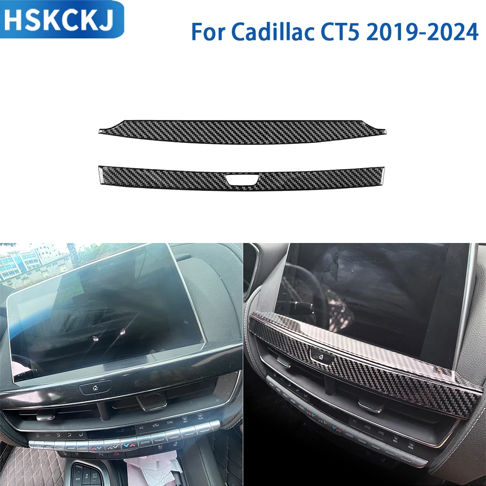 

For Cadillac CT5 2019-2024 Accessories Real Soft Carbon Fiber Car Interior Center Navigation Panel Cover Trim Sticker