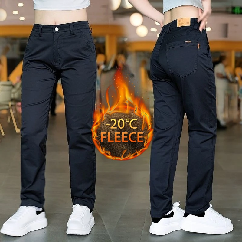 Celana Kasual Pria Model Slim Fit, Tebal, dan Elastis untuk Musim Gugur dan Musim Dingin, Tampan, Modis, dan Serbaguna