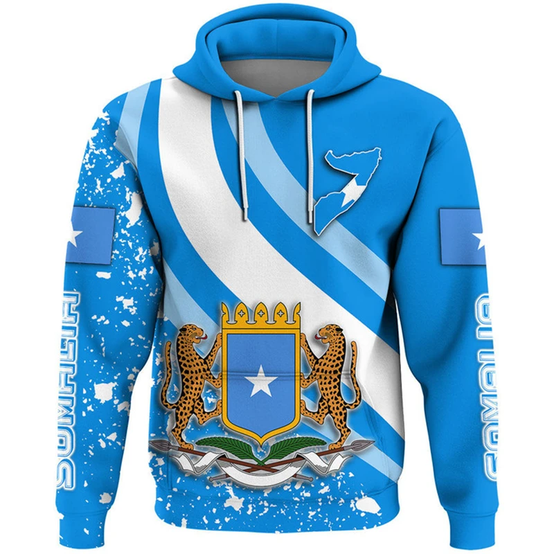 Somalia Flag 3D Print Hoodies For Men Clothing Somali National Emblem Pattern Hooded Sweatshirts Casual Tracksuit Kids Pullovers