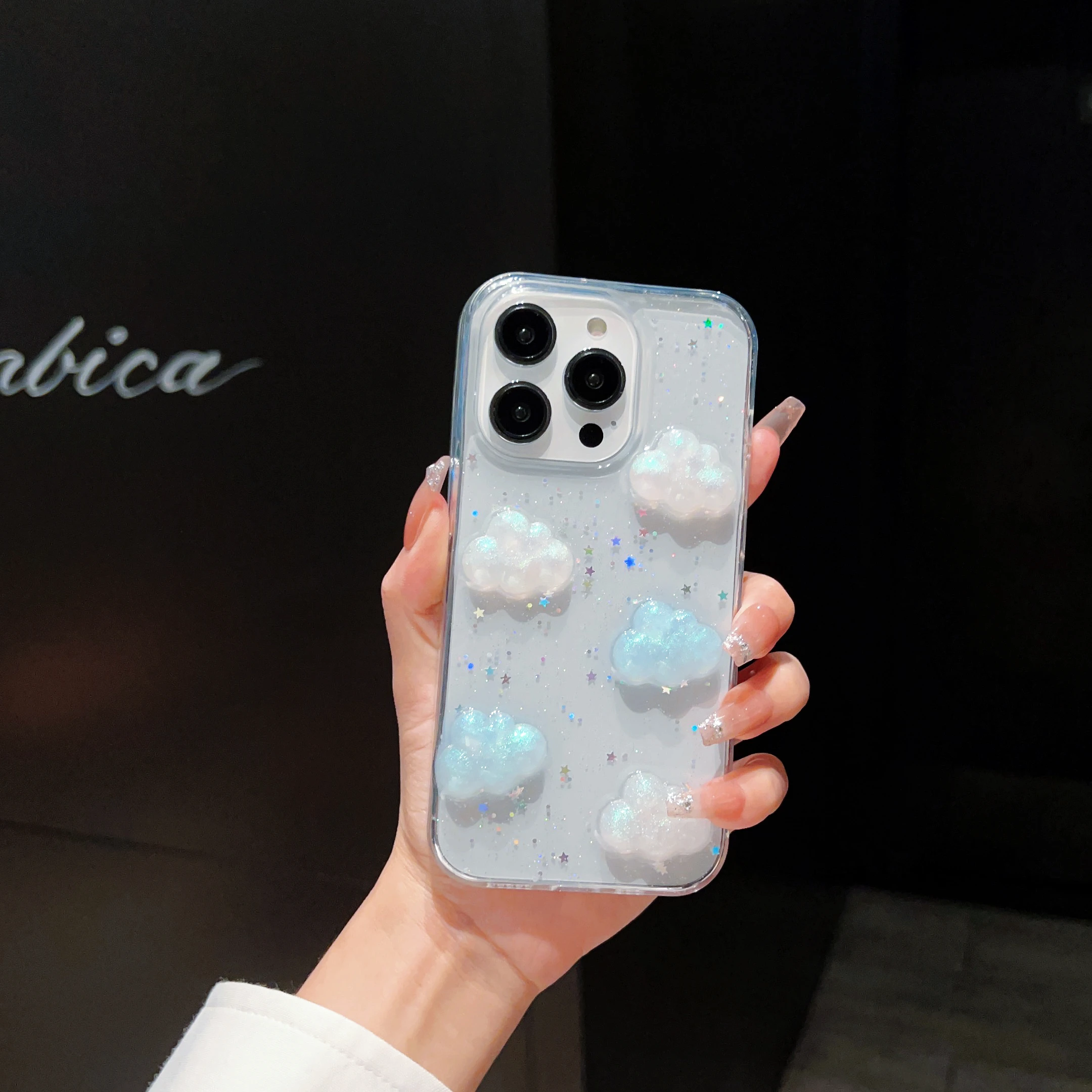 Qianliyao-Coque de téléphone ours couleurs bonbon 3D, coque souple à paillettes, mignon, iPhone 15 14 13 11 12 Pro Max X XS Max Poly 8 7 plus Se 2020