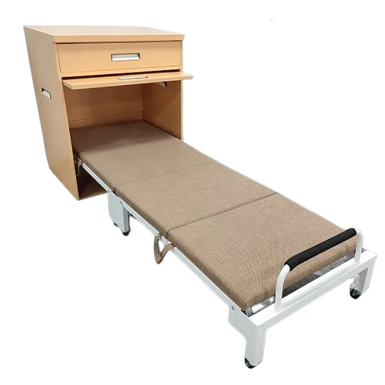 Hidden Rollaway Lunch Break Metal Magic Folding Bed Cabinet Hospital Accompanying Bed Office Foldable Nap Bed with Mattress