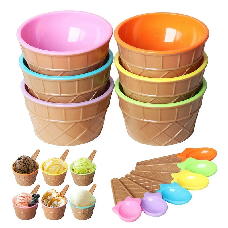 36Pcs Ice Cream Bowl Set Different Color Ice Cream Spoon Bowl Tableware Set Creative Children Cartoon Bowl