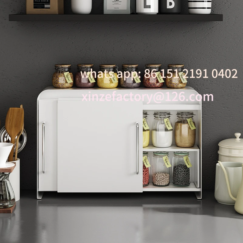 

Customizable Spice Organizer Pull-Out Pantry Cabinet with Dust-Proof Doors - Countertop Storage Shelf for Seasonin