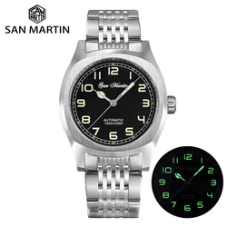 Orologio da uomo di lusso San Martin 38mm Design originale quadrato Sport vintage Semplice stile militare Orologi di alta qualità Zaffiro 10Bar