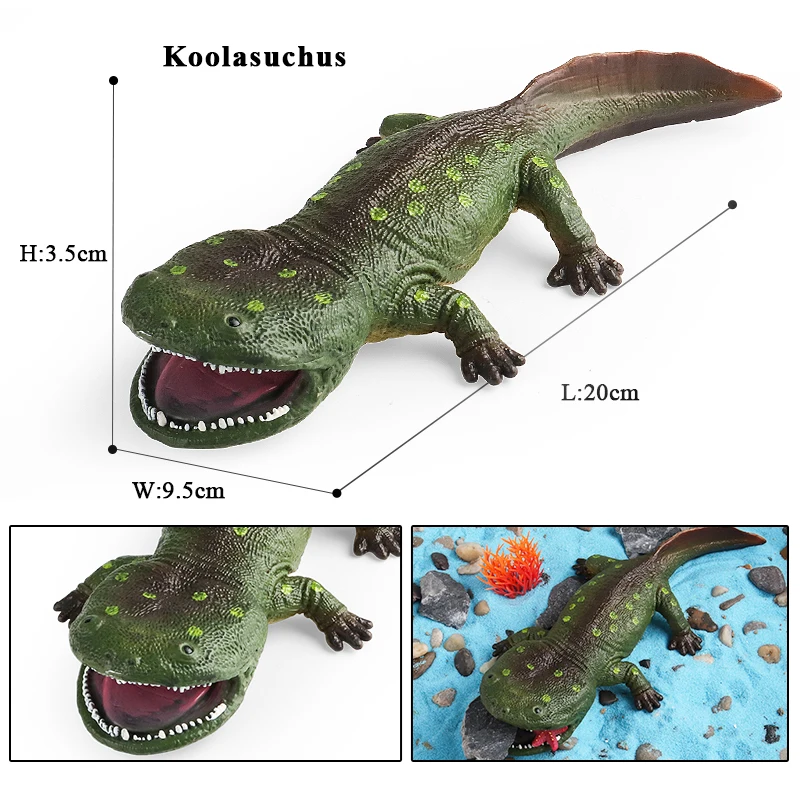 Oenux โมเดลจระเข้ koolasuchus ขั้วโลกใต้, หุ่นจระเข้สุดโหดสัตว์ทะเลของเล่นสำหรับเด็กเพื่อการศึกษา