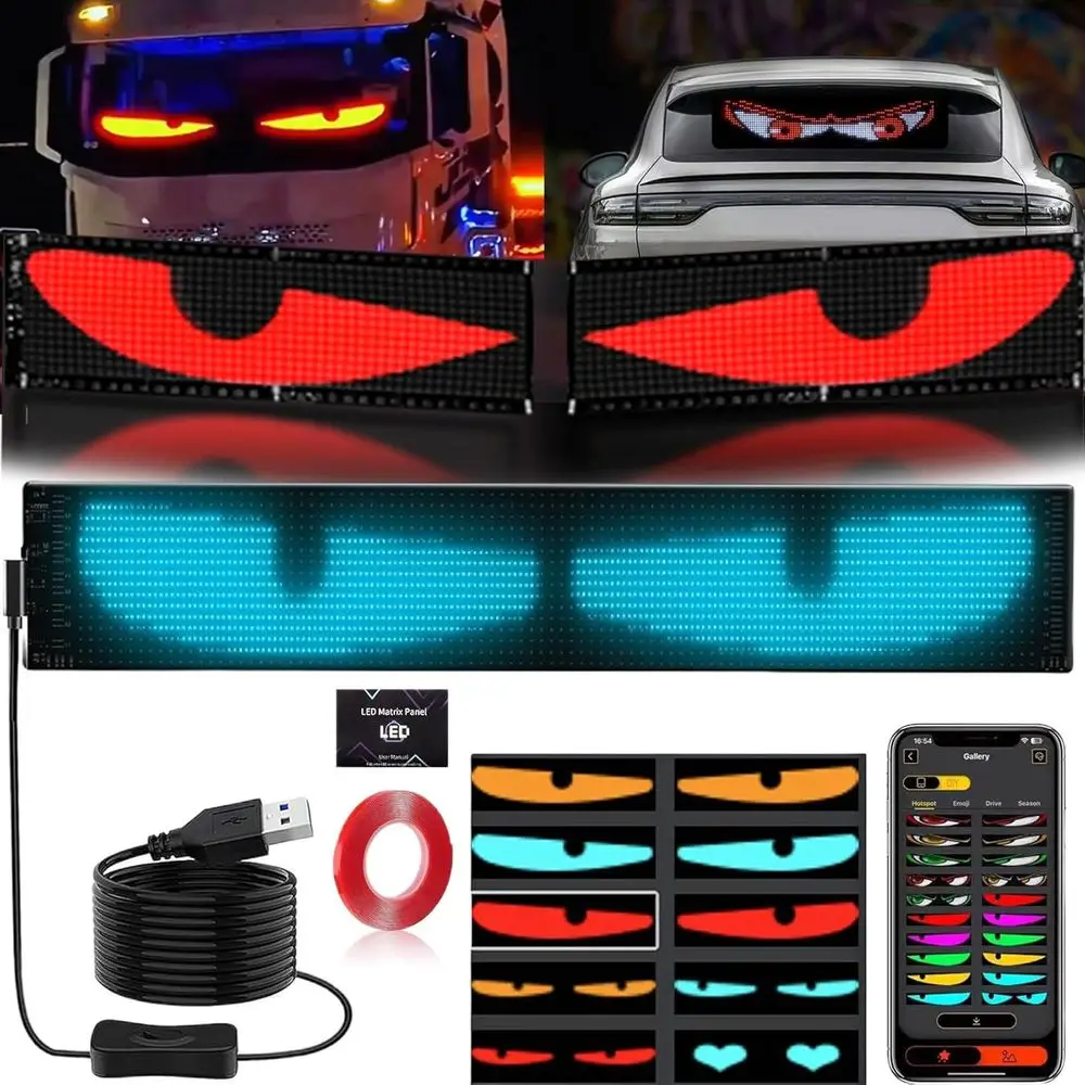 

Programmable LED Car Windshield Eye Lights, Animated Devil Eyes for Vehicles, Compatible with Cars, SUVs, and Small Trucks