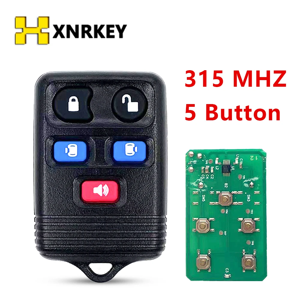 

XNRKEY 315Mhz 5 Buttons Replacement Key Remote Control For Ford Focus Full Exhaust Mustang Thunderbird Lincoln Town CWTWB1U511