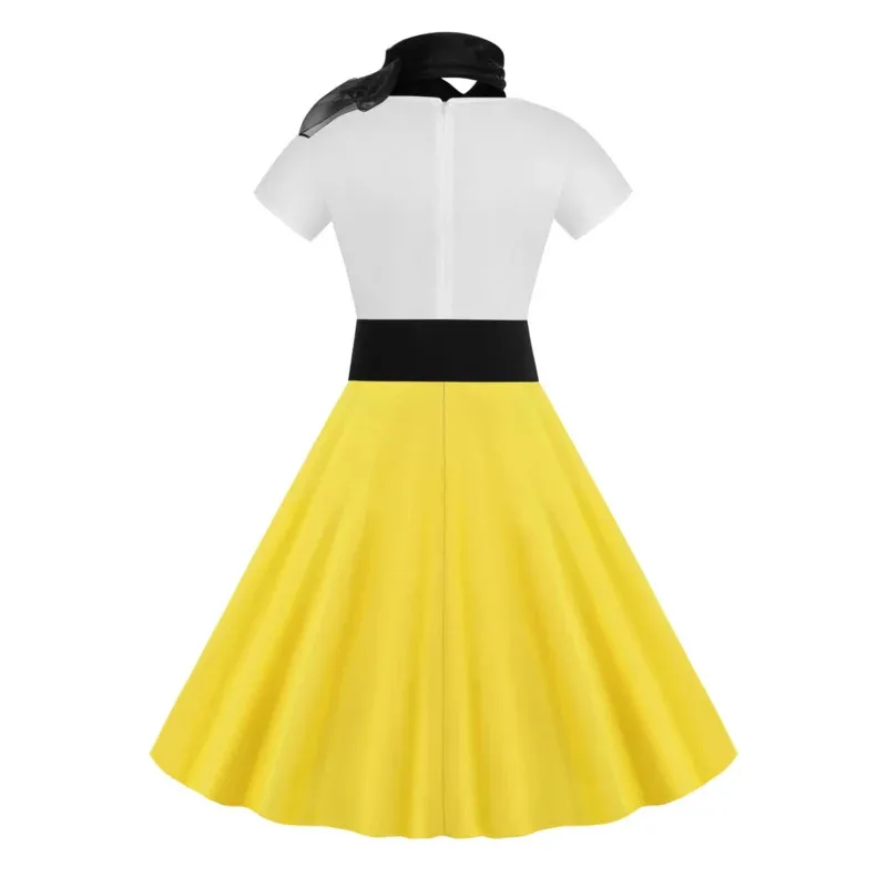 Vestidos vintage para caniche de los años 50 y 60, con bufanda, vestidos pinup para mujer, vestidos retro rockabilly para cachorros de verano, disfraz retro hippie CXVBV7F
