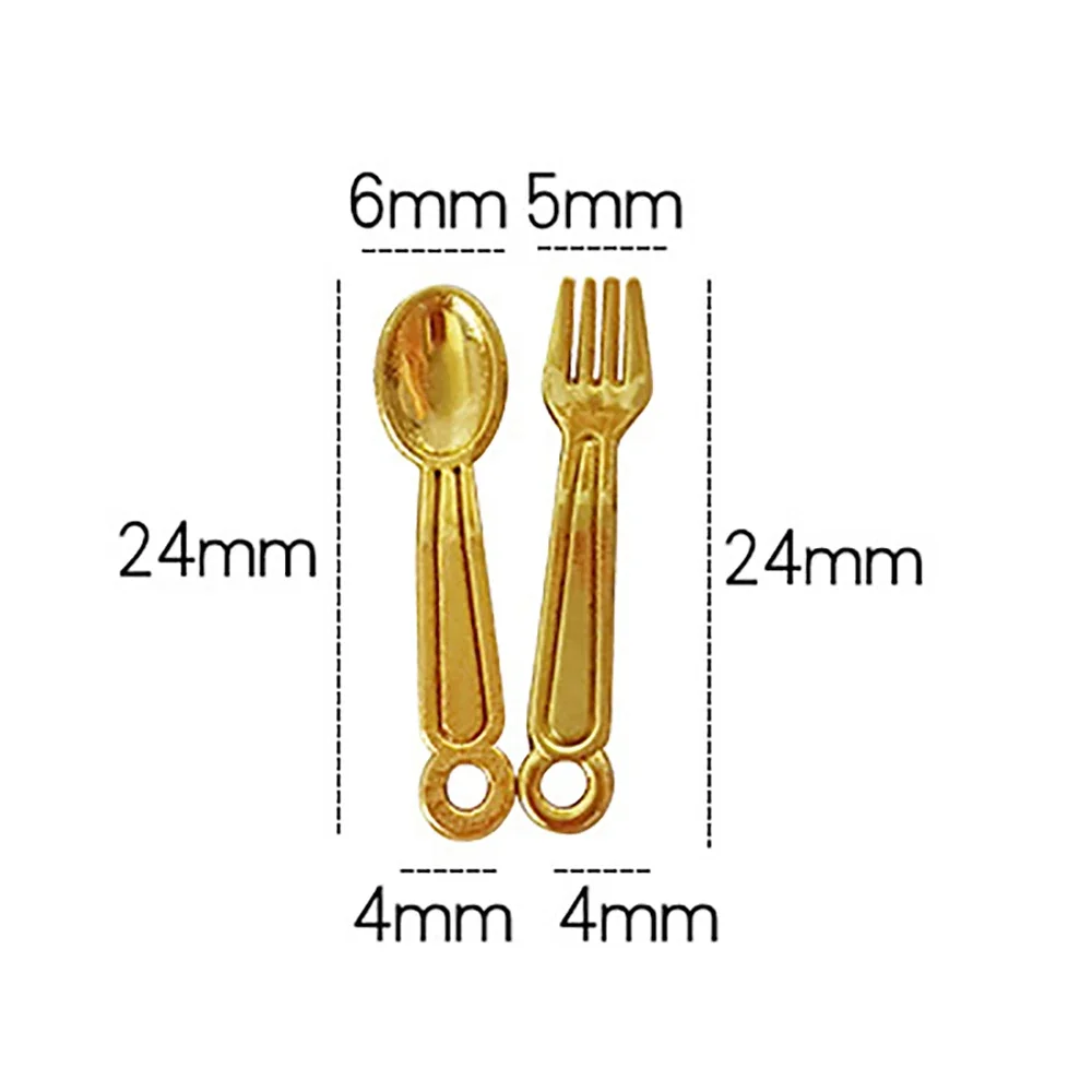 12Pcs 1/12 Dollhouse Miniature Accessories Mini Alloy Spoon Fork set Tableware Model for Doll House Home Decoration ob11 bjd