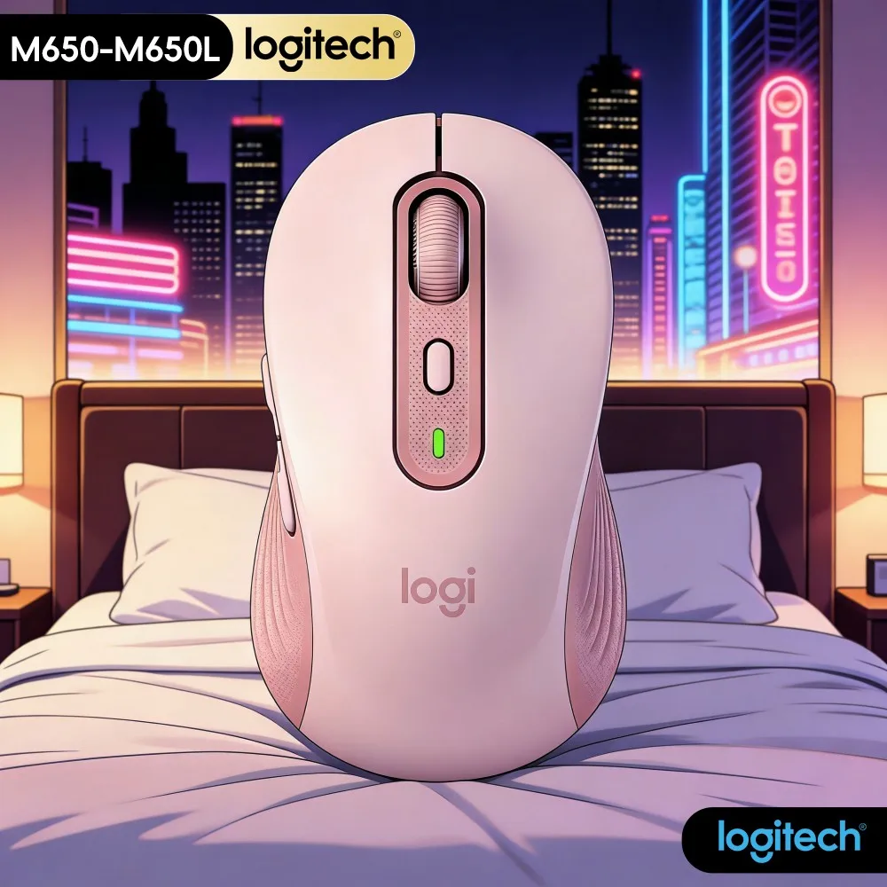 Logitech M650/M650L Ergonomic Wireless Mouse Dual Connect Channel Technology Low Noise Click Feedback Recycled Outer Shell