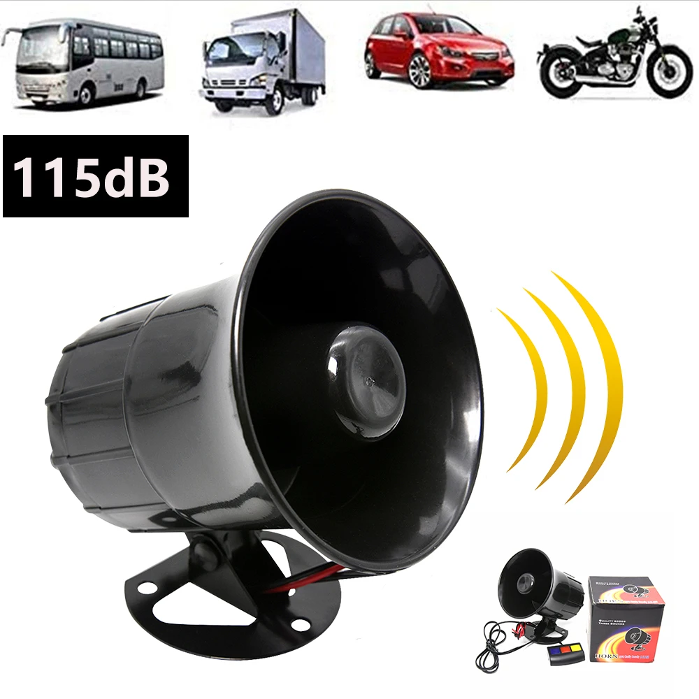 Universal 3-Tone Sounds Siren Horn Car Loud Horn 110dB Sound Motorcycle Warning Alarm Police Fire Siren Speaker Outdoor 20W