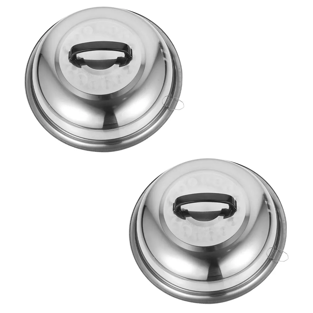 

2 pcs 28.5cm Pot Cover Stainless Steel Anti Oil Splashing Cooking Tool Kitchen Gadget Explosion Proof Drip Proof Steam Lids