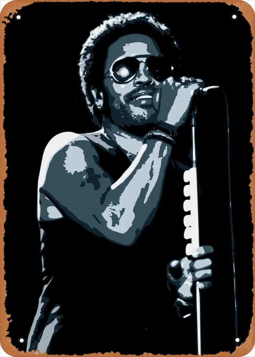 Iconic Rock Vocalists Lenny Kravitz Metal Tin Sign Poster Vintage Art Wall Decor 12 x 8 inch