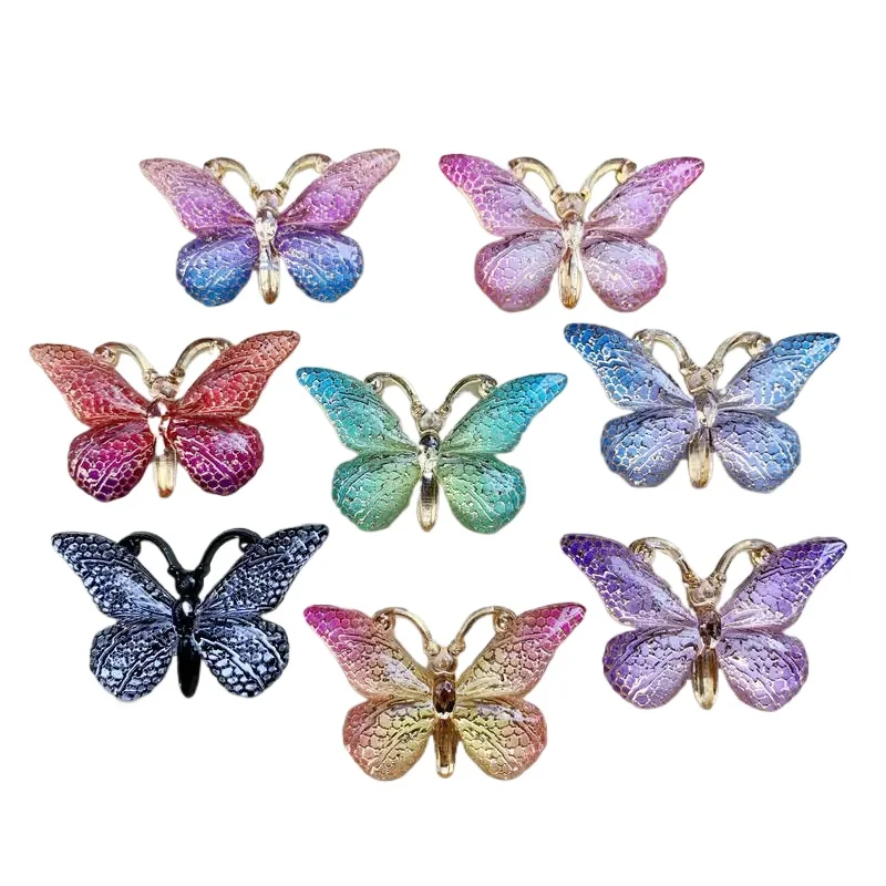 Fai da te 10 pezzi 23*38mm farfalla colorata con retro piatto strass e Appliques accessori per album di nozze fai da te-B27