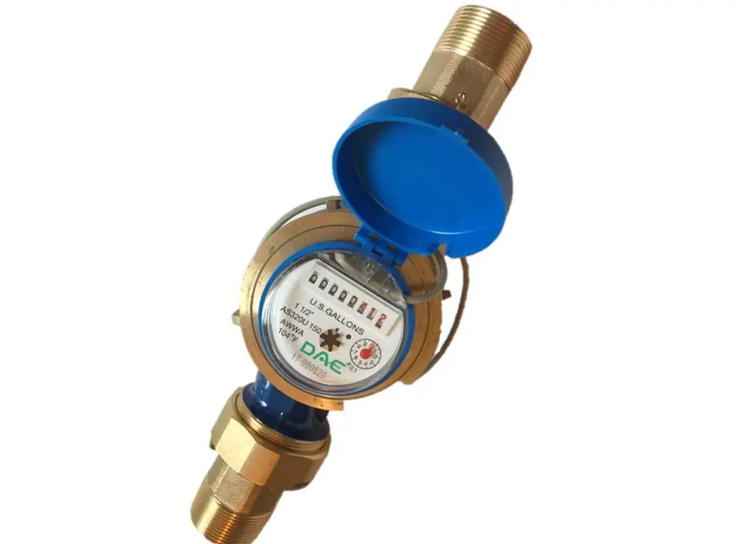 Water Meter with Pulse Output, Measuring in Gallon + Coupling