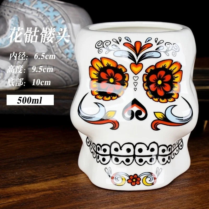Vintage Hawaiian Tiki Zombie Skull Ceramic Cocktail Mug For Tropical Party Home Bar Centerpiece For Adults Halloween Gift - view 6
