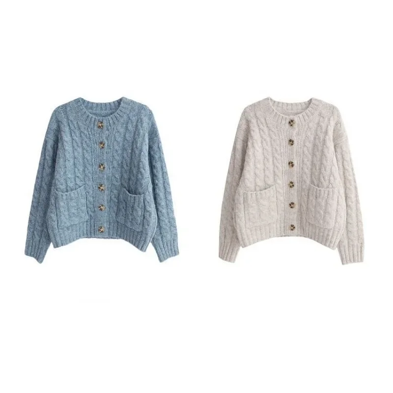 

Early Autumn Knitted Cardigan Top Autumn New Style All Foreign Soft Waxy Loose Outside Wearing Lazy Wind Sweater Coat Women