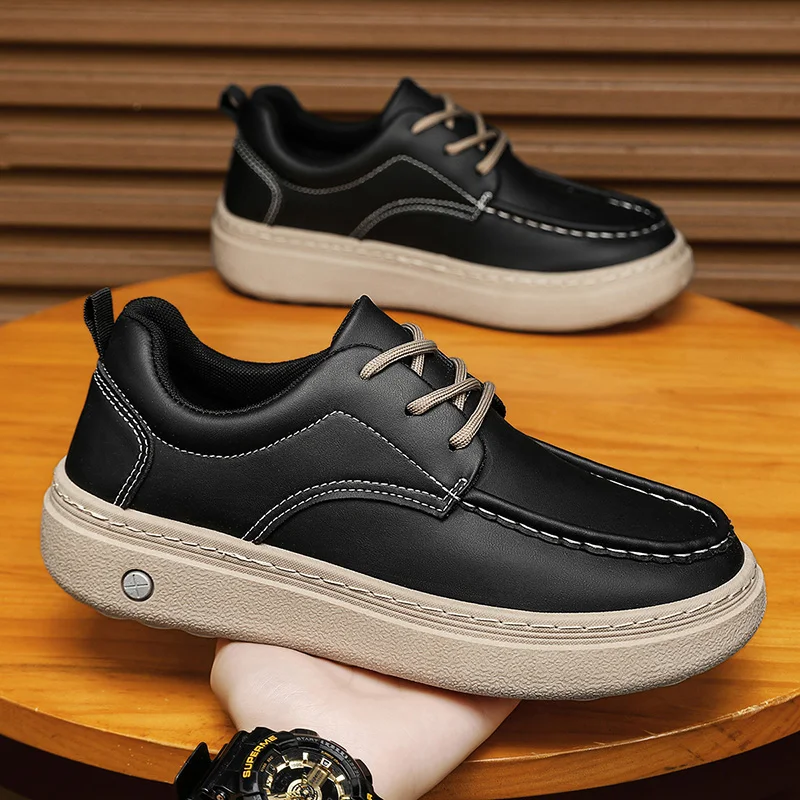 

Fashion Men's Casual Shoes High Quality Leather Office Business Shoes Lace-up Man Loafers Breathable Walking Driving Footwear