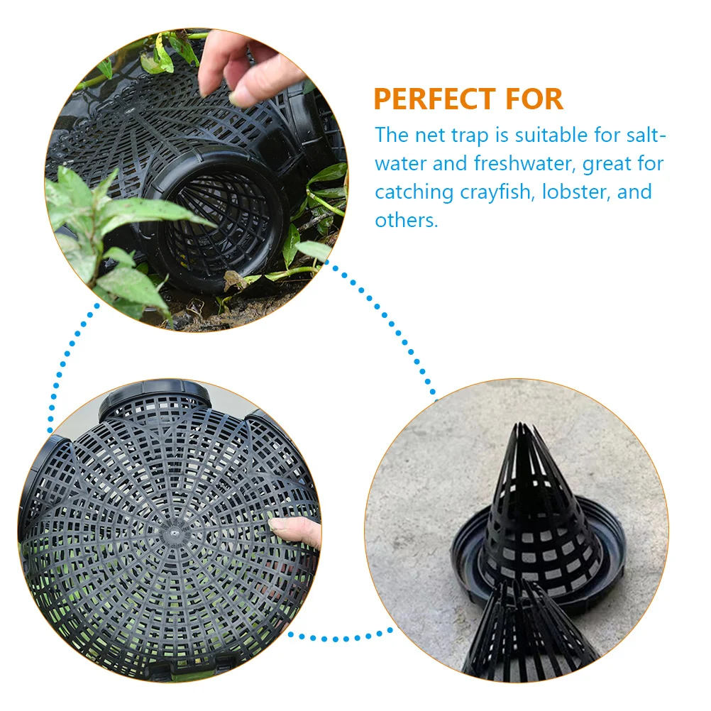 

Fishing Cage Net Fold Drop Portable Crawfish Trap Black Cast Shrimp Catcher Reusable Crab Traps Mesh Bait Saltwater
