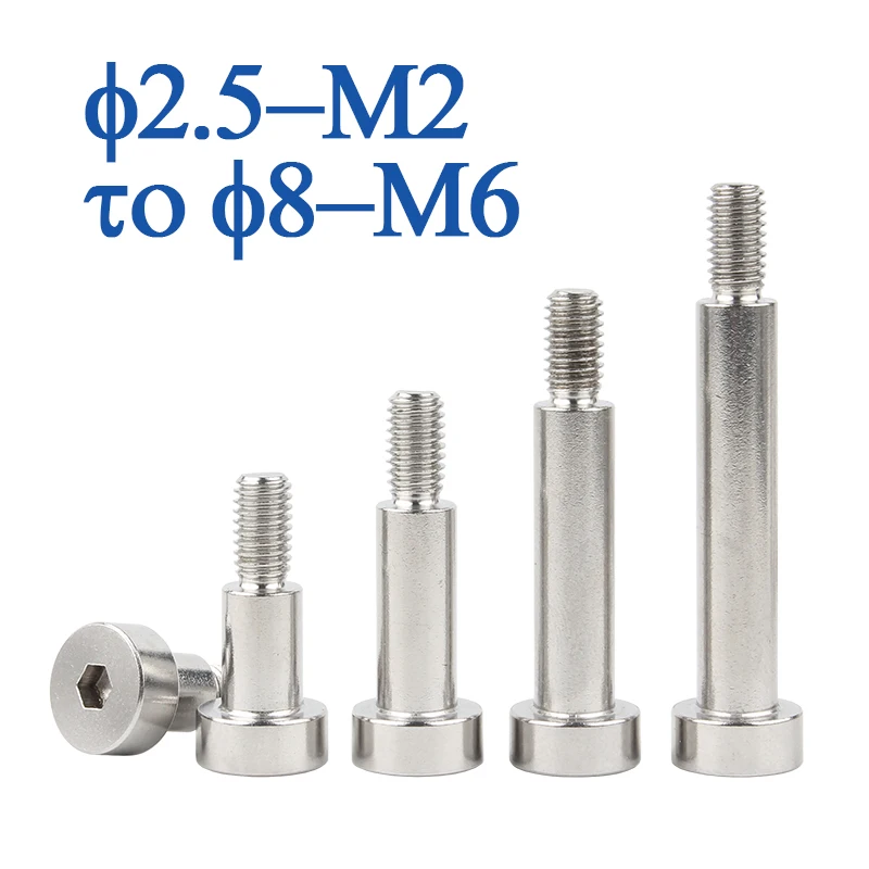 10pcs/lot  M3 M4 M5 M6 304 Stainless Steel Hex Hexagon Socket Cap Head Shoulder Roller Bearing Screw Bolt High Tensile