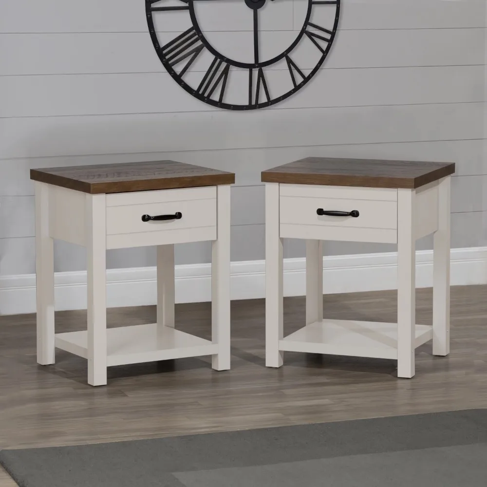 

2024 New R Farmhouse Oak Top 1 Drawer Nightstand, Set of 2