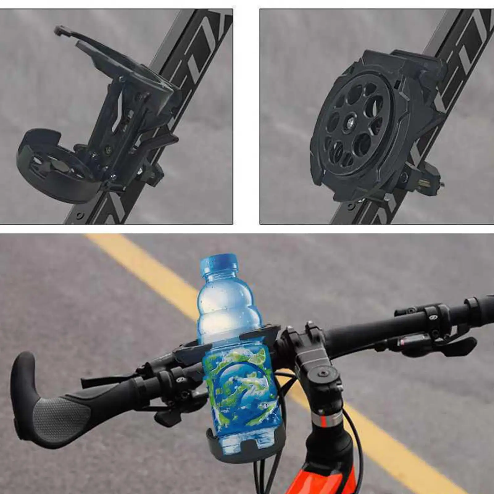 Foldable Water Holder for Bike Adjustable Rotating Foldable Drink Cup Mount anti-fall rotating disc with detachable clip