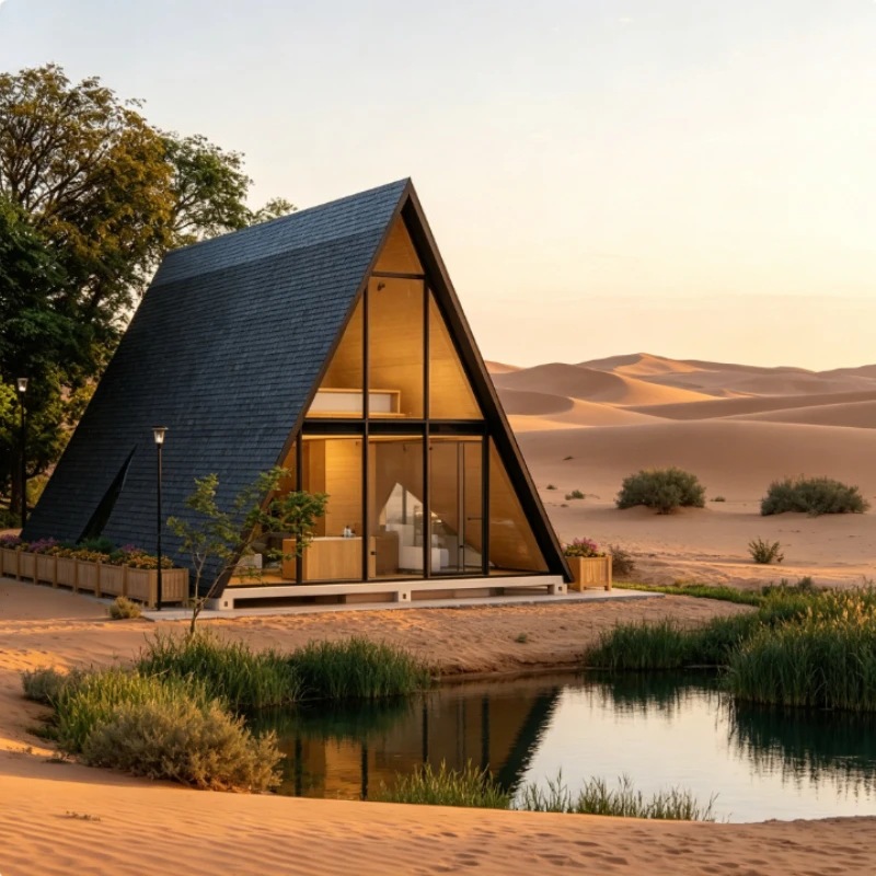 A-Frame Cabin Glass Front Triangle House Modern Prefabricated Wood Villa Luxury Tiny Home for Stargazing and Mountain View