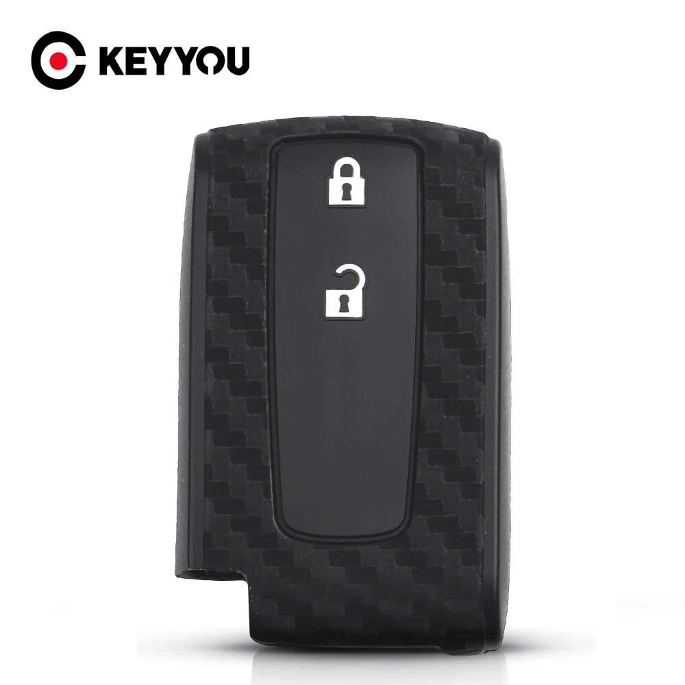 KEYYOU Carbon Fiber Case For Toyota Prius Crown Avensis Verso Remote Car Silicone Key Case Cover Fob Keychain Accessories