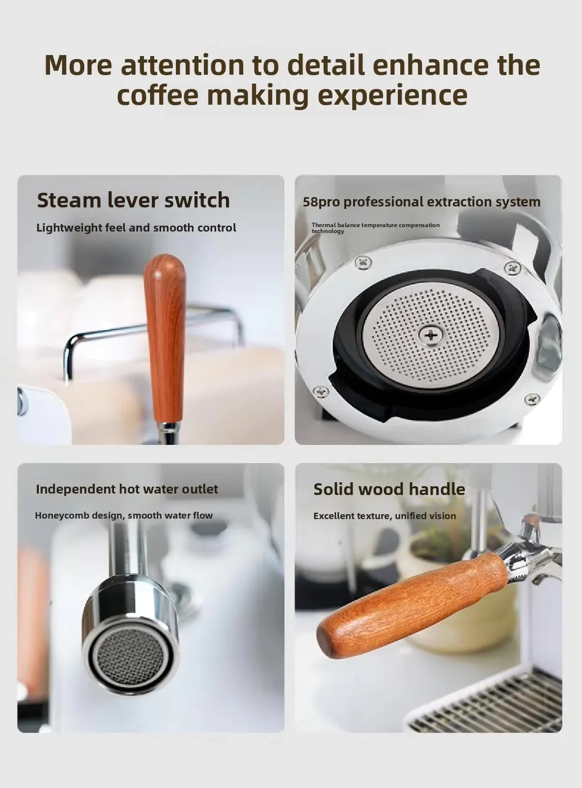 Hambach 7101 Halbautomatische Espressomaschine mit einer Pumpe, italienische Kaffeemaschine für das Heimbüro, kompakte Cappuccino-Brauausrüstung