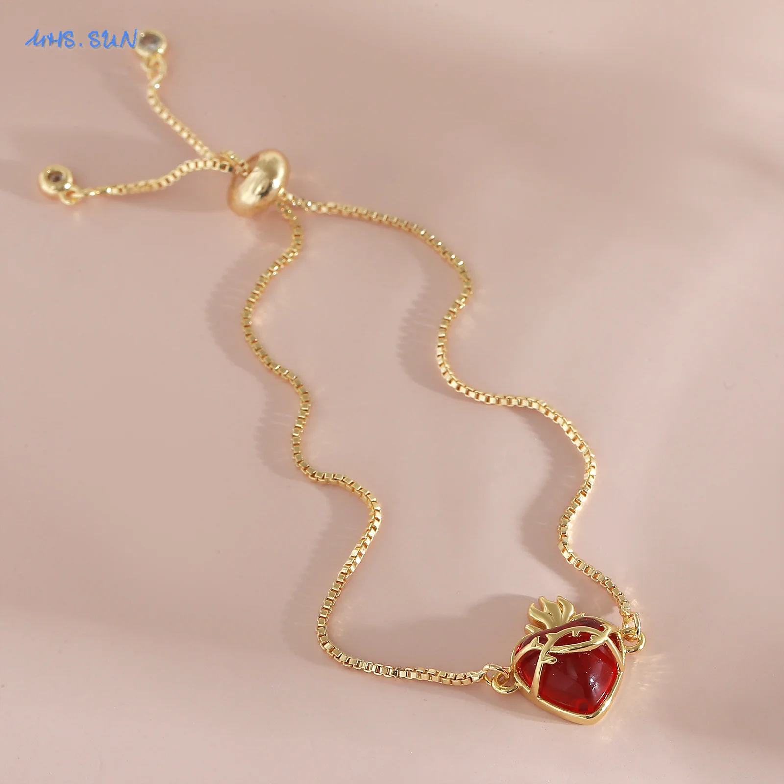 MHS.SUN Sacred Heart of Jesus Bracelet For Women Girls Thorn Flame Design Adjustable Bracelets Catholic Jewelry Party Gift
