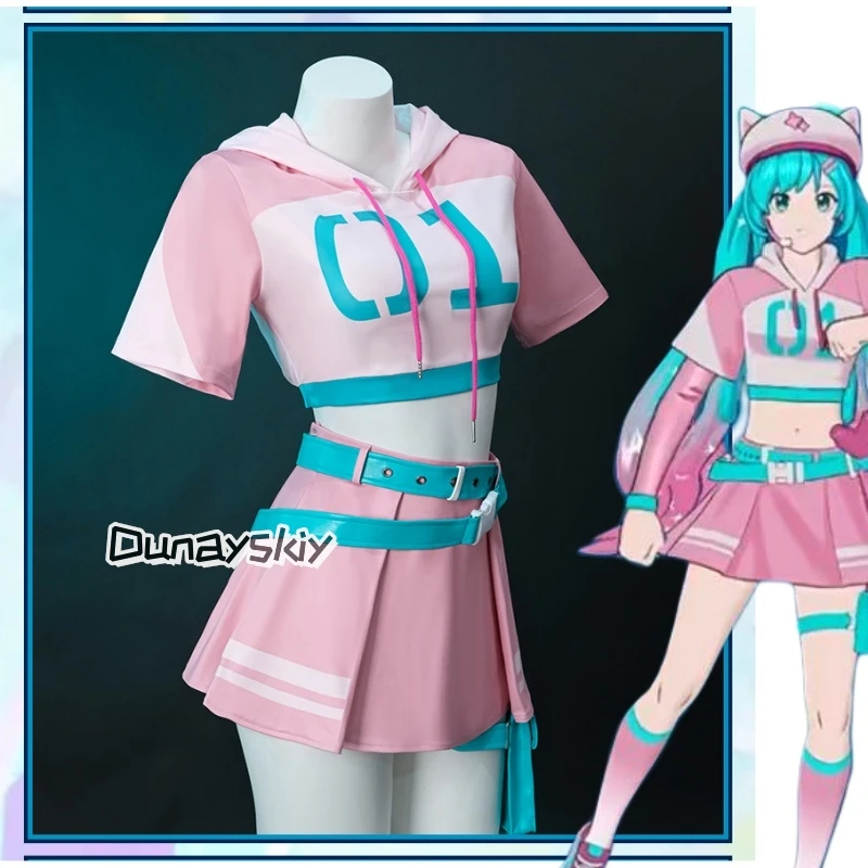 

Project Sekai Colorful Stage Mikuku Original 2025 Fortnit Cosplay Costume Racing Suit Halloween Women Outfit Top Skirts Hat