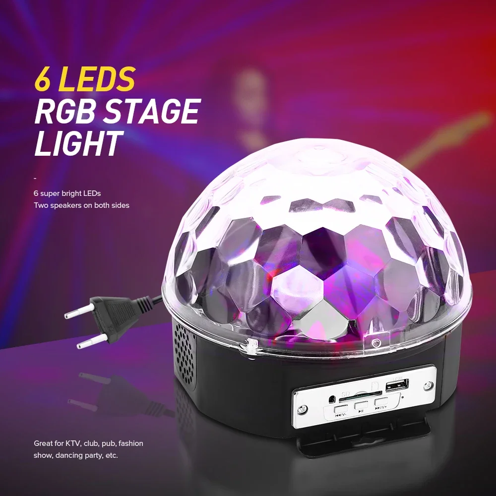 Original 25W 6 LEDs RGB Premium Sound Control Stage Light RGB LED Magic Crystal Ball Lamp Disco Light Laser Wedding Party Lamp