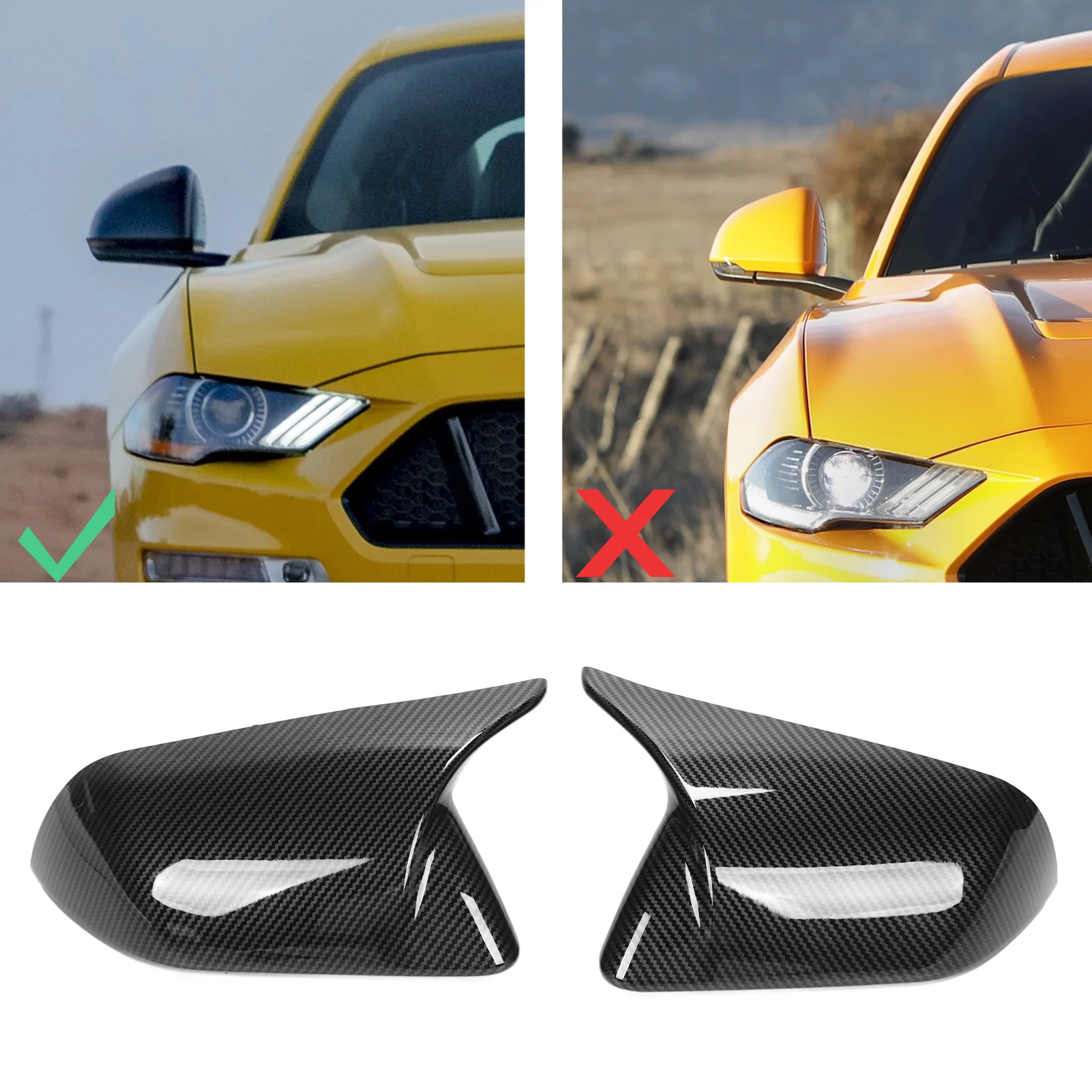 Door Mirror Cover  Left Right Horn  Replacement for   2015‑2022 Exterior Mirror Cover Side Mirror